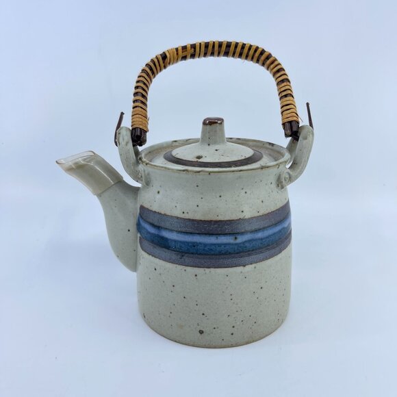 vintage otagiri horizon ceramic teapot with wicker handle - Picture 1 of 7